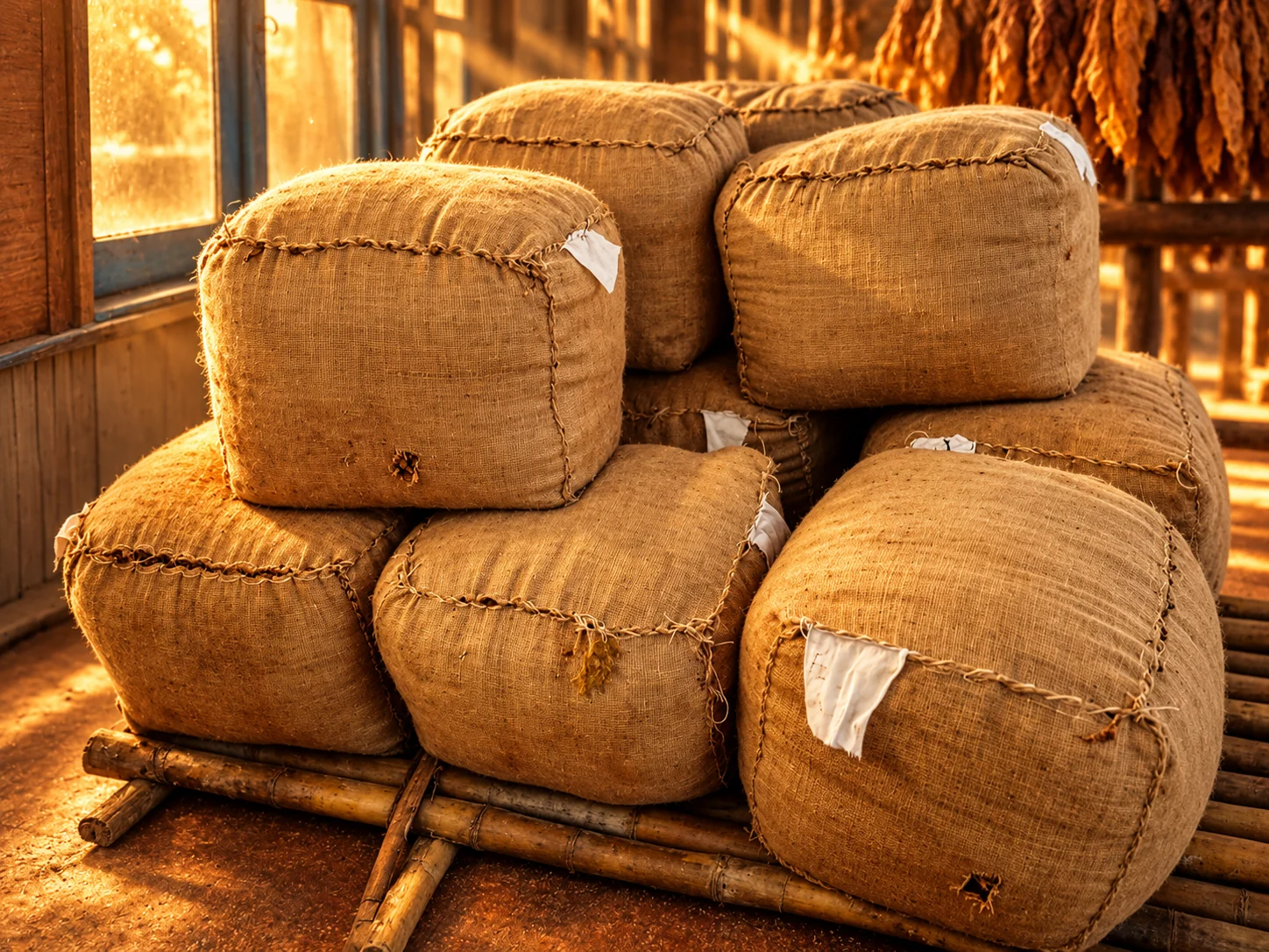 Añejamiento y guarda del tabaco en fardos